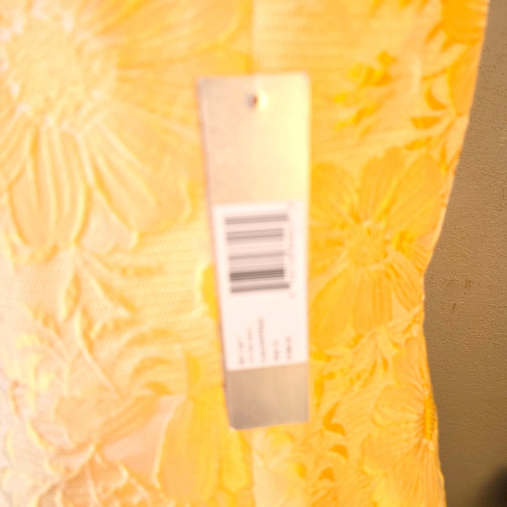 NWT Kay Unger New York Strapless Floral Jacquard Dress Saffron Size‎ 12 - Picture 5 of 9